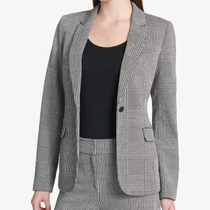 Calvin Klein Black and White Plaid Blazer